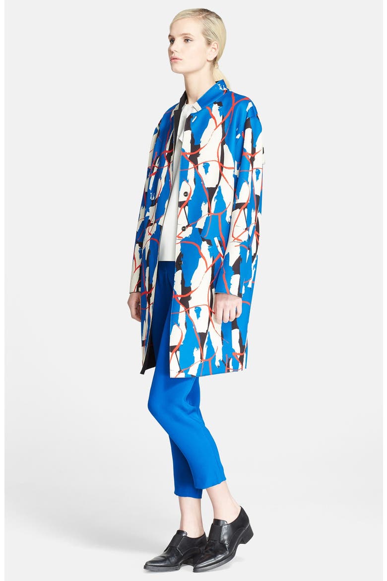 Print Neoprene Coat, Alternate, color, BLEU