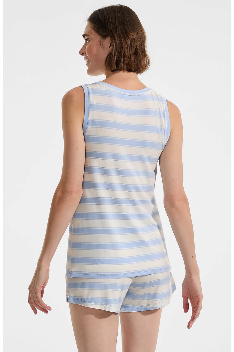 Cooling 3 Piece Pajama Set - Robe Tank and Shorts, Alternate, color, Misty Blue Stripe
