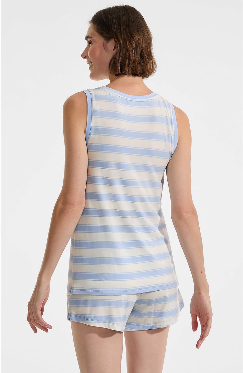 Lands' End Cooling 3 Piece Pajama Set - Robe Tank and Shorts, Alternate, color, Misty Blue Stripe