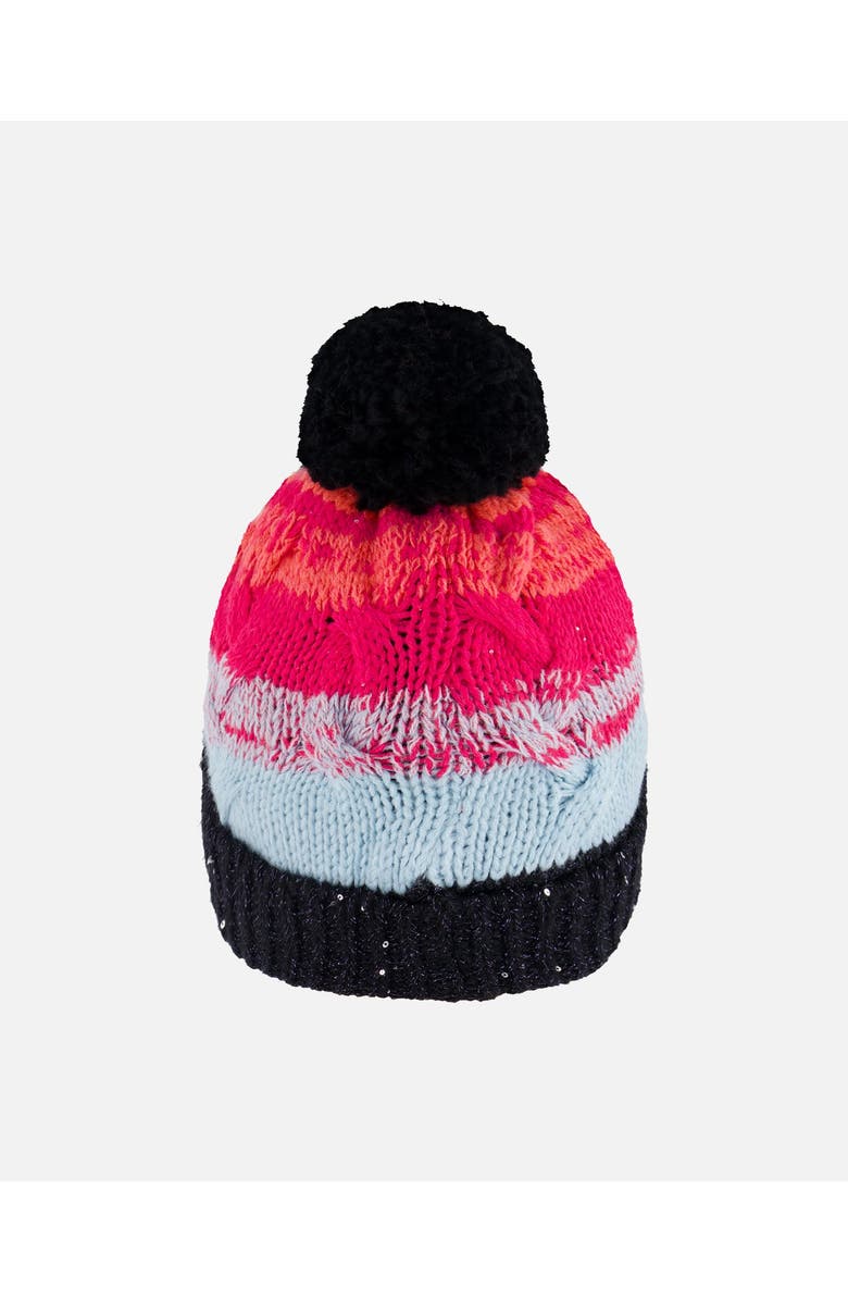 Deux par Deux Girl's Knit Hat Gradient Blue, Coral And Fuschia, Alternate, color, Stripes
