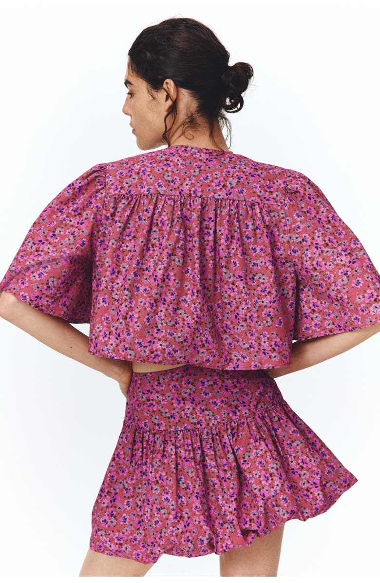 H&M Short cotton blouse, Alternate, color, Dark Pink/Floral