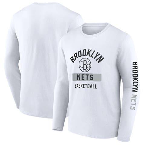 Men's Fanatics  White Brooklyn Nets Long Sleeve T-Shirt