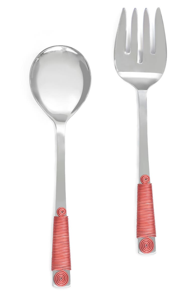 Stainless Steel Salad Servers, Main, color, RED
