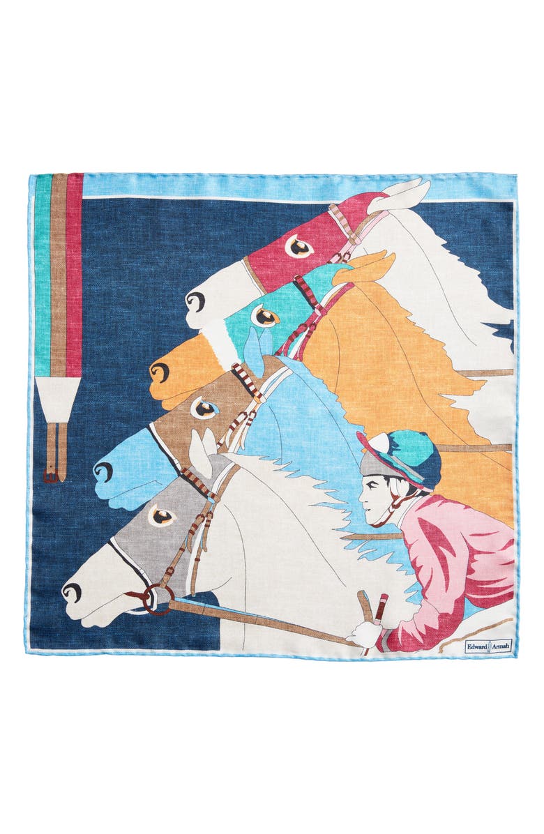EDWARD ARMAH Jockey Print Silk Pocket Square, Alternate, color, 