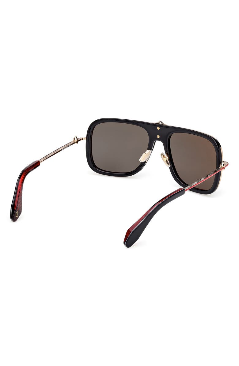 Christian Louboutin 58mm Navigator Sunglasses, Alternate, color, Black / Gold Red Enamel