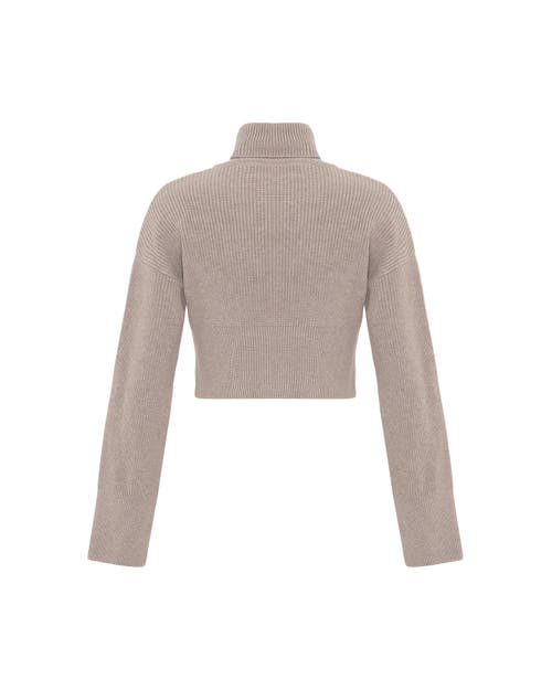 Theo The Label Angelia Cropped Turtleneck Sweater In Sustained Grey