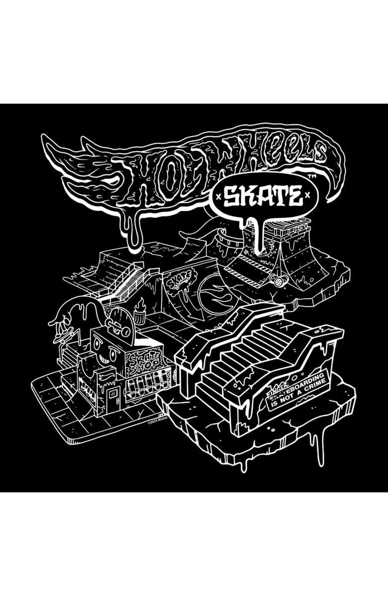 Hot Wheels Men's Hot Wheels Skateboarding Park Outline  Graphic T-Shirt, Alternate, color, Black