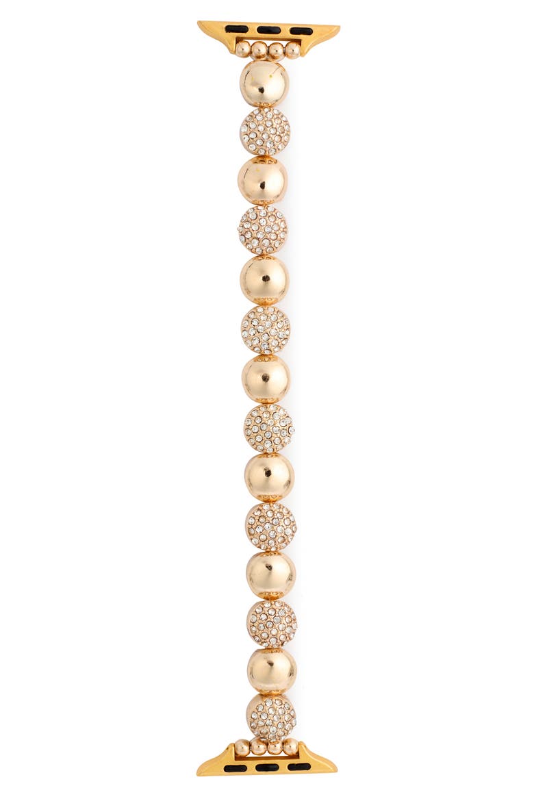 Pave Disc Apple Watch® Watchband, Main, color, CLEAR- GOLD