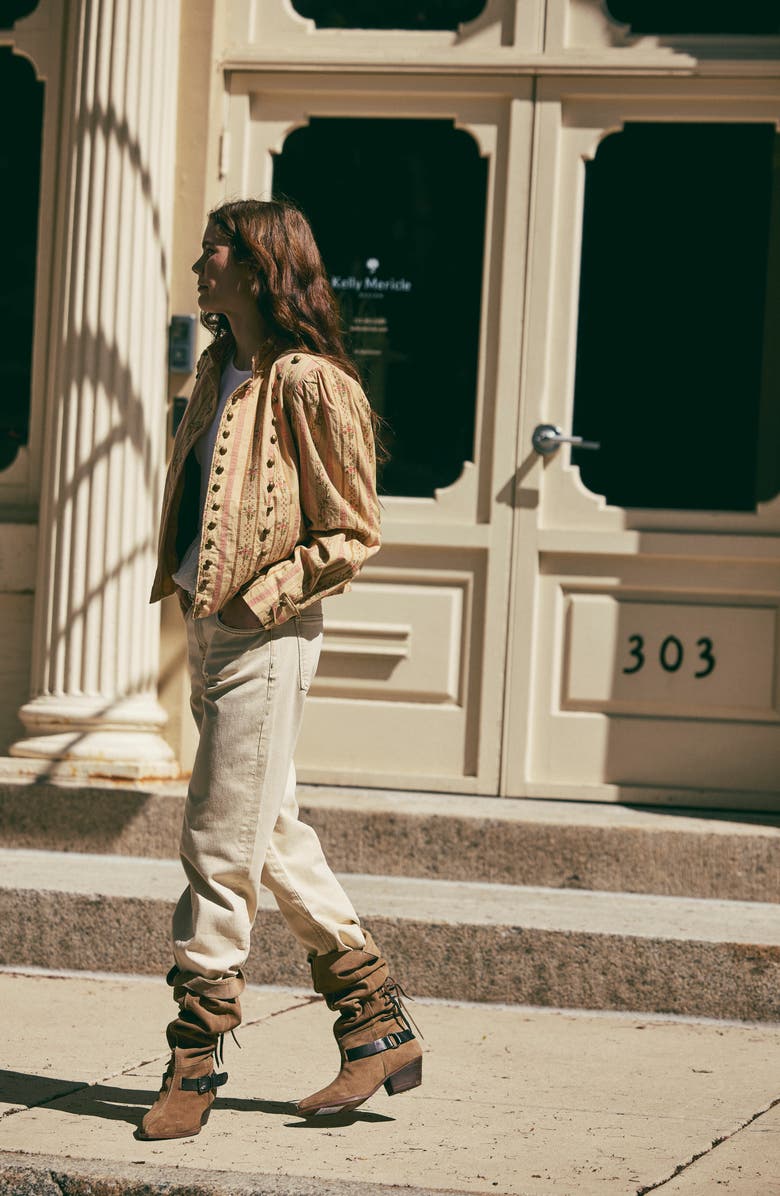 Free People Risk Taker Raw Hem Straight Leg Jeans, Alternate, color, Ecru