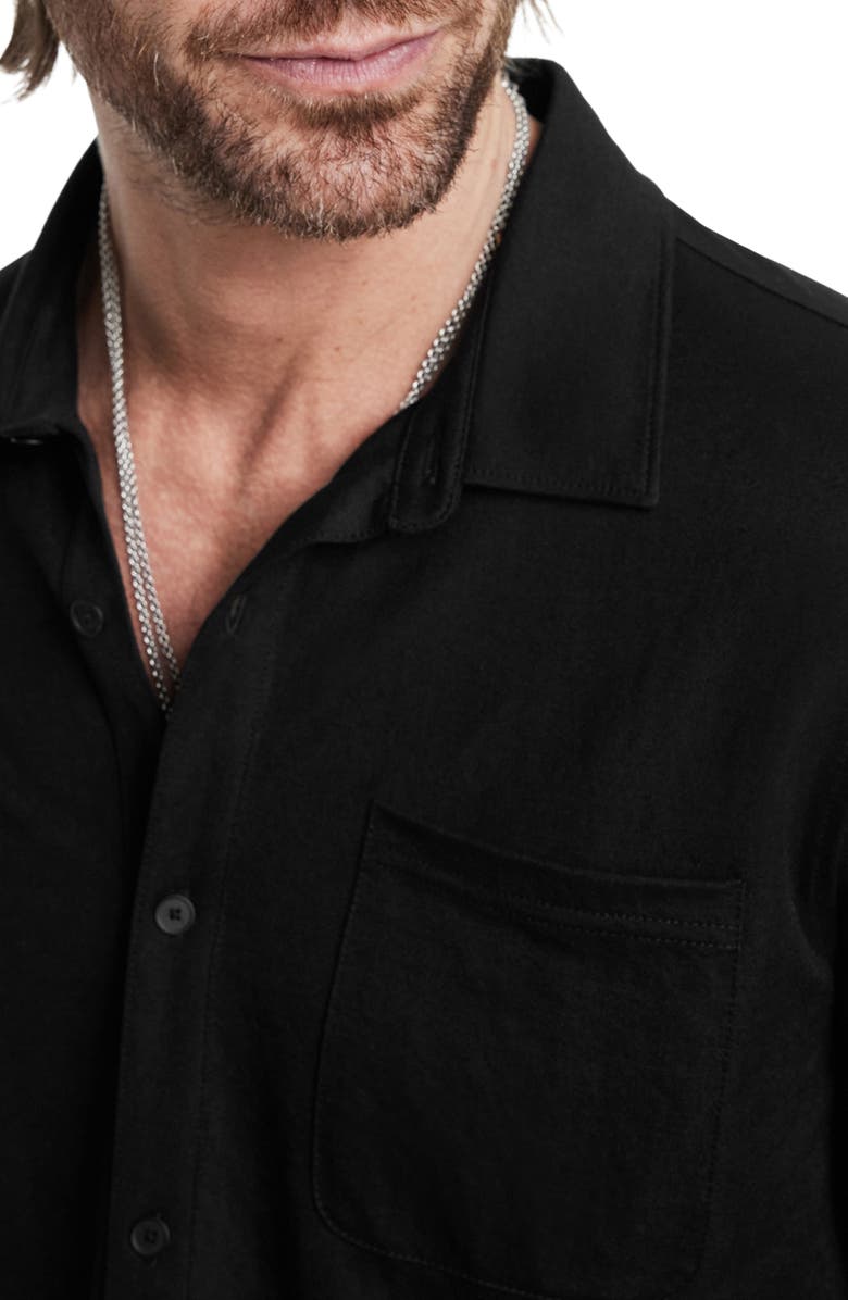 John Varvatos McGiles Piqué Knit Button-Up Shirt, Alternate, color, Black