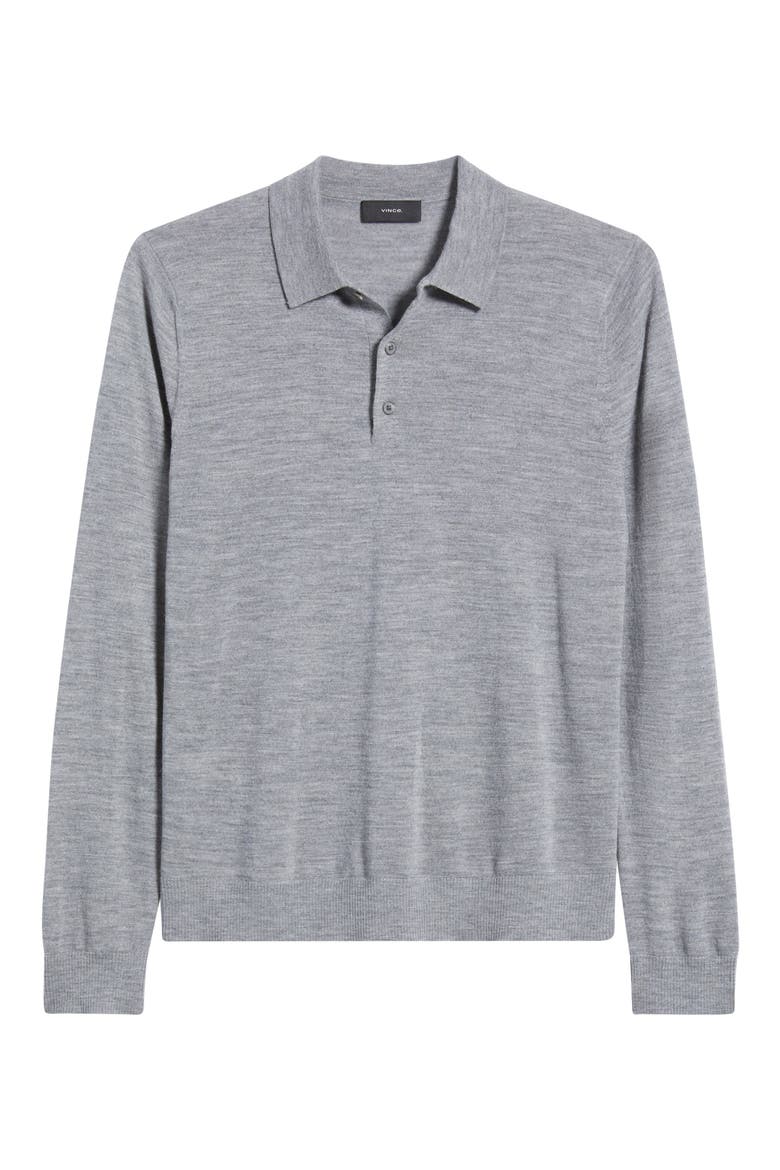 Long Sleeve Merino Wool Polo, Alternate, color, H. GREY