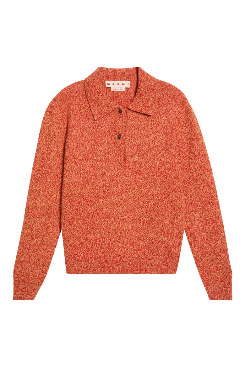Virgin Wool & Cashmere Polo Sweater, Main, color, MLR69 HOT RED