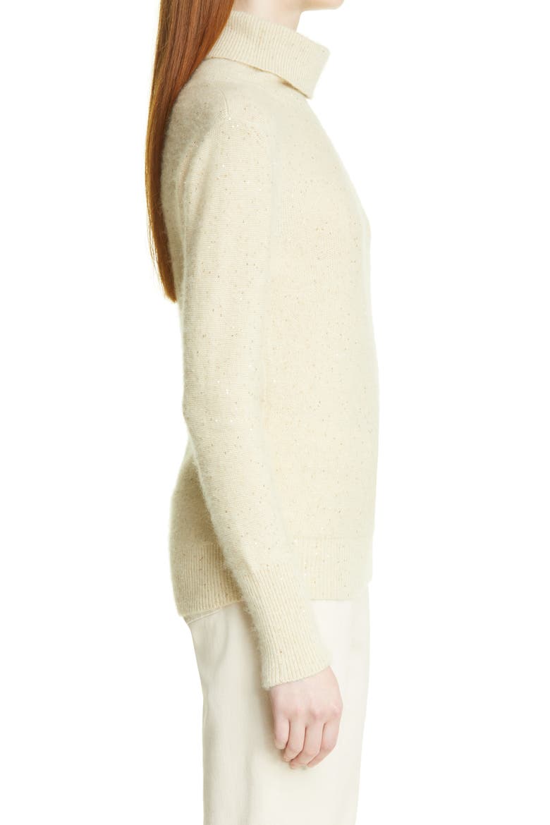 Sequin Turtleneck Sweater, Alternate, color, VANILLA