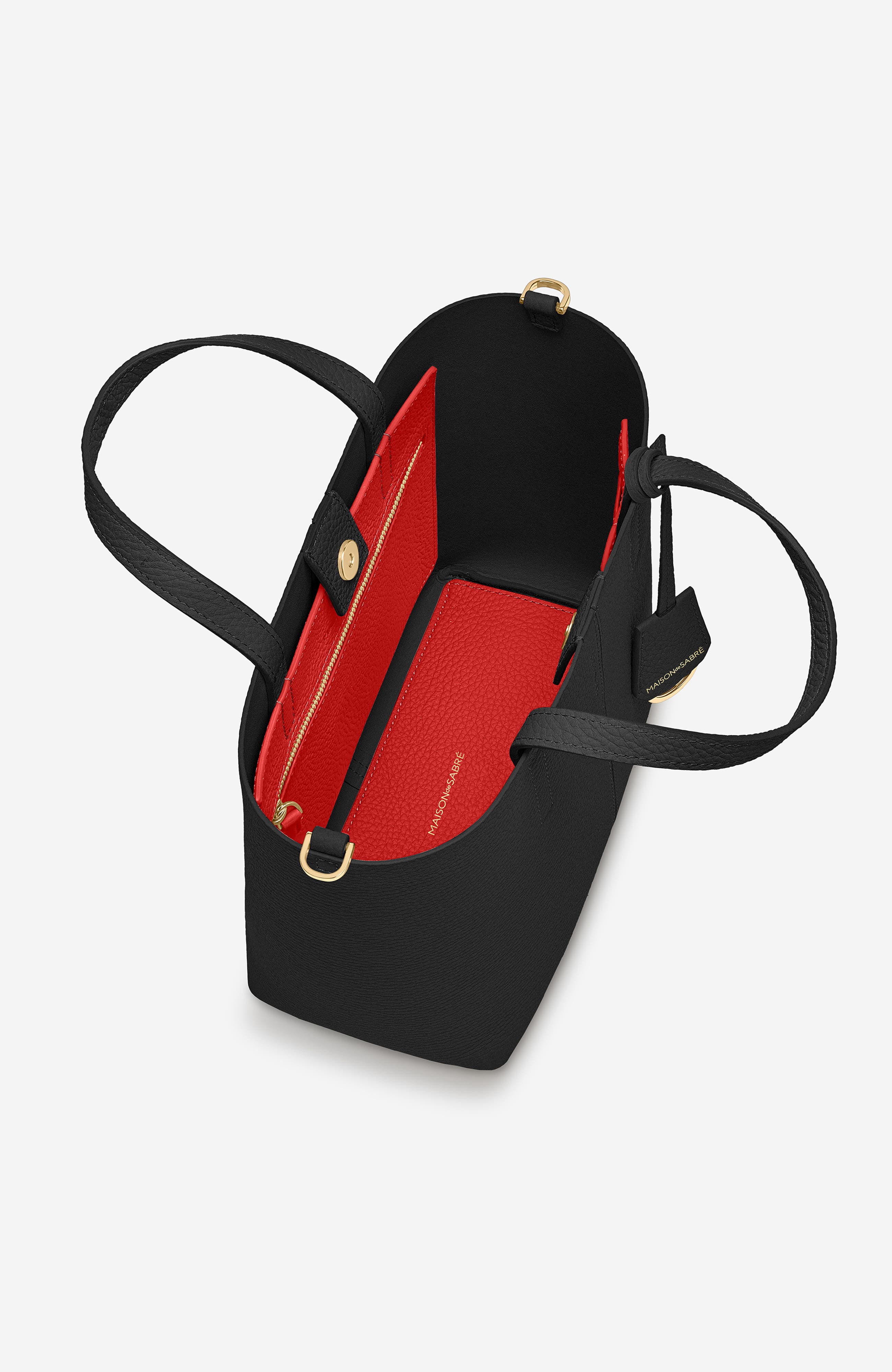 MAISON de SABRÉ Small Leather Soft Tote, Alternate, color, Rouge Noir