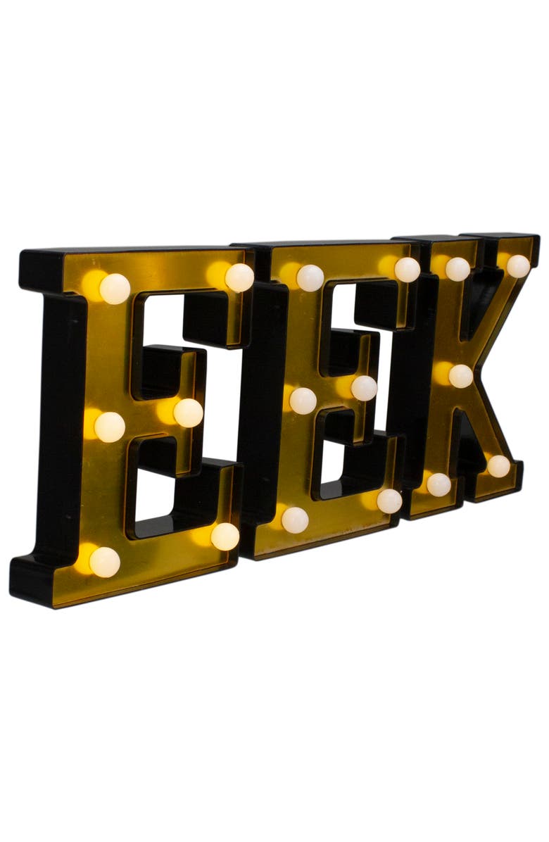 Northlight LED Lighted EEK Halloween Marquee Sign - 6.5" - Warm White Lights - Gold Finish, Alternate, color, 