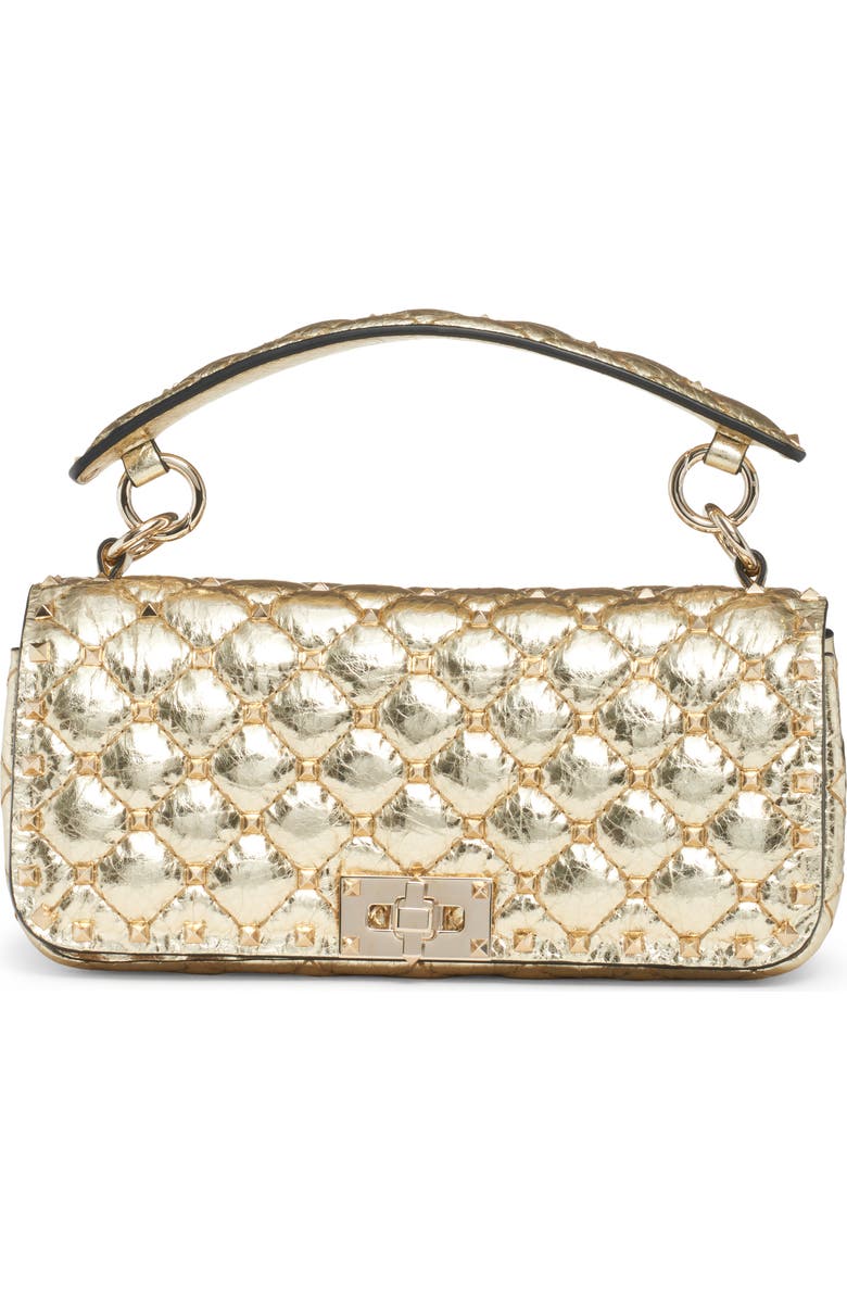 Valentino Garavani Rockstud Spike Metallic Leather Shoulder Bag, Main, color,