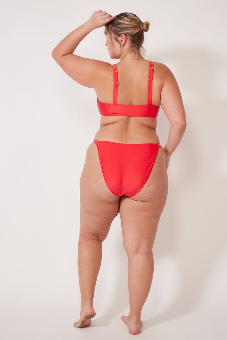 Cara Bikini Swimsuit Top, Alternate, color, Chili