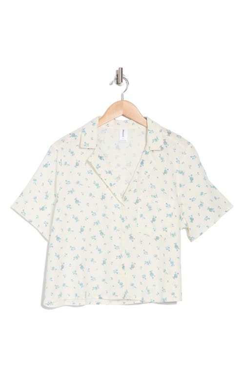 Abound Button Front Camp Shirt In Ivory- Blue Rosebuds