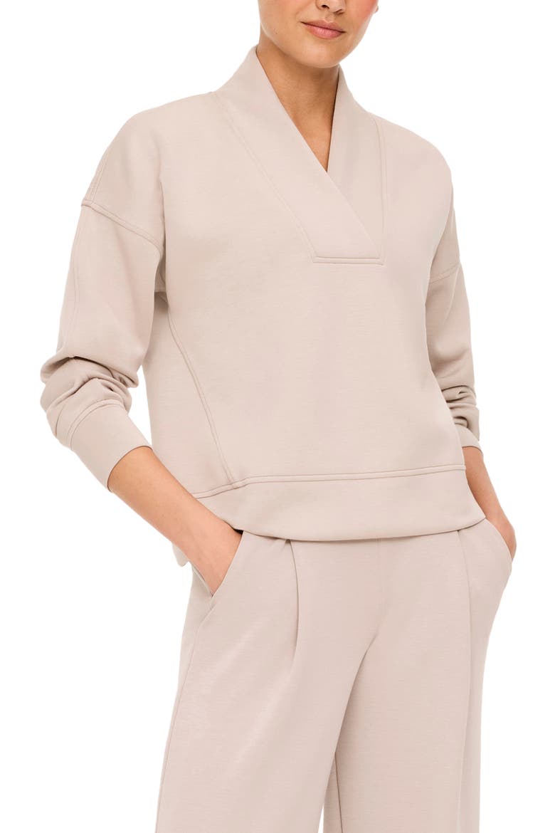 Air Essentials V-Neck Long Sleeve Sweatshirt, Main, color, MUSHROOM