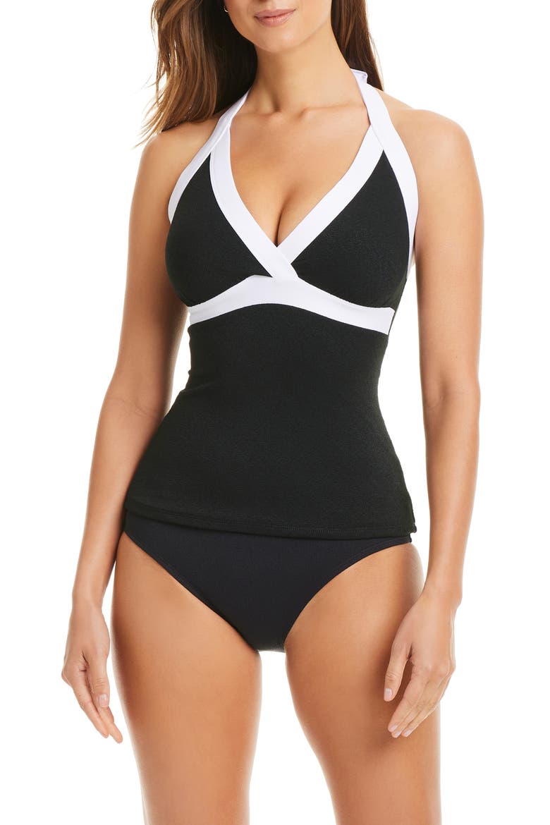Halter Tankini, Alternate, color, BLACK