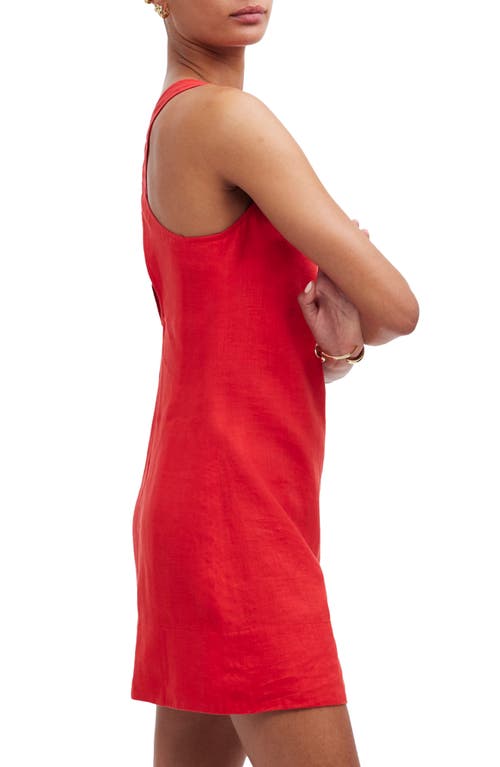 Shop Madewell Cross Back A-line Linen Minidress In Rouge