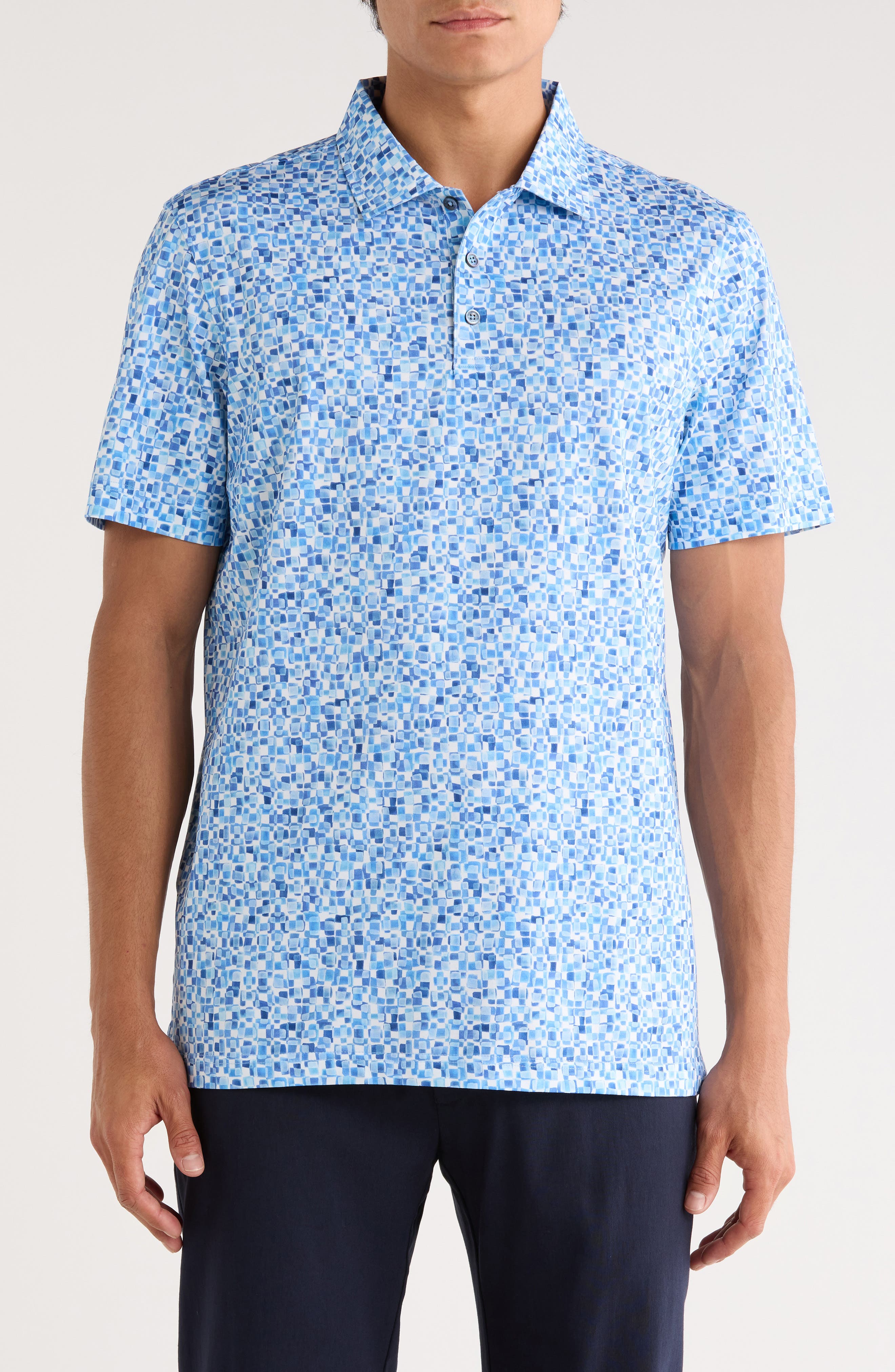 Bugatchi Victor Short Sleeve 8-Way Stretch OoohCotton® Knit Polo