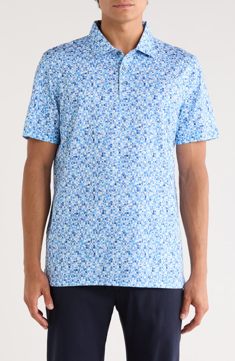 Bugatchi Victor Short Sleeve 8-Way Stretch OoohCotton<sup>®</sup> Knit Polo, Main, color, French Blue