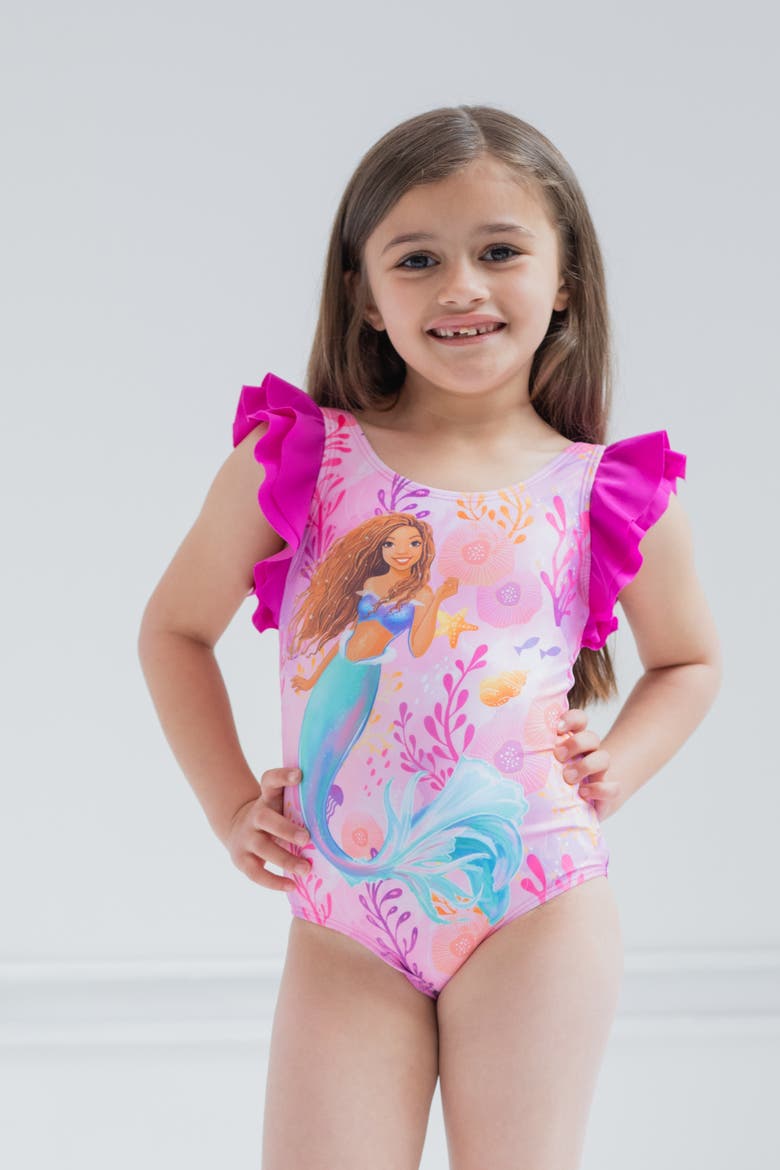 The Little Mermaid Princess Ariel One-Piece Bathing Suit, Alternate, color, Ariel Magenta Pink