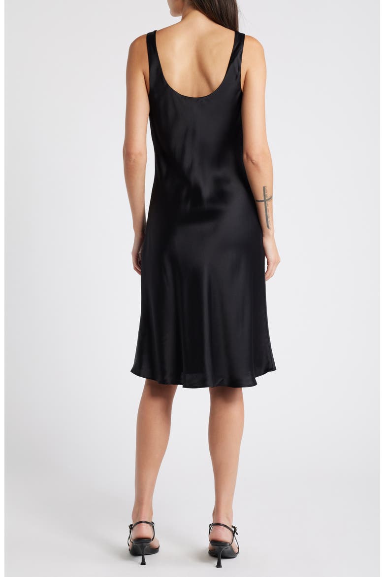 Lila V-Neck Satin Dress, Alternate, color, BLACK