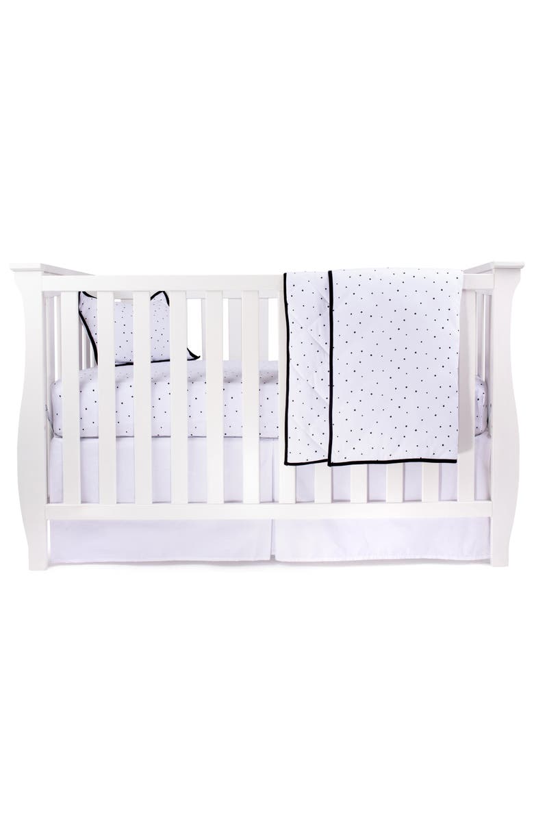 Crib Set Baby Crib Bedding Sets Includes Crib Sheet, Quilted Blanket, Crib Skirt, and Baby Pillowcase, Main, color, Black & White Polka Dot