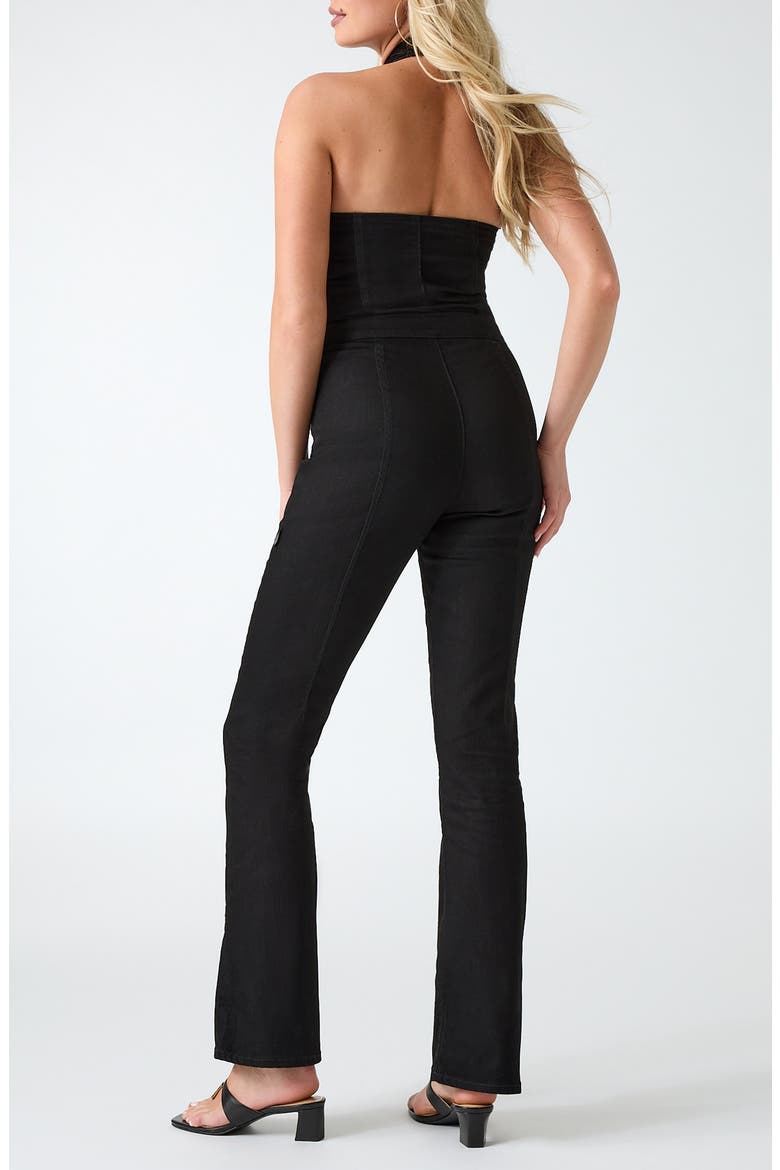 Mia Denim Halter Jumpsuit, Alternate, color, RINSED WASH