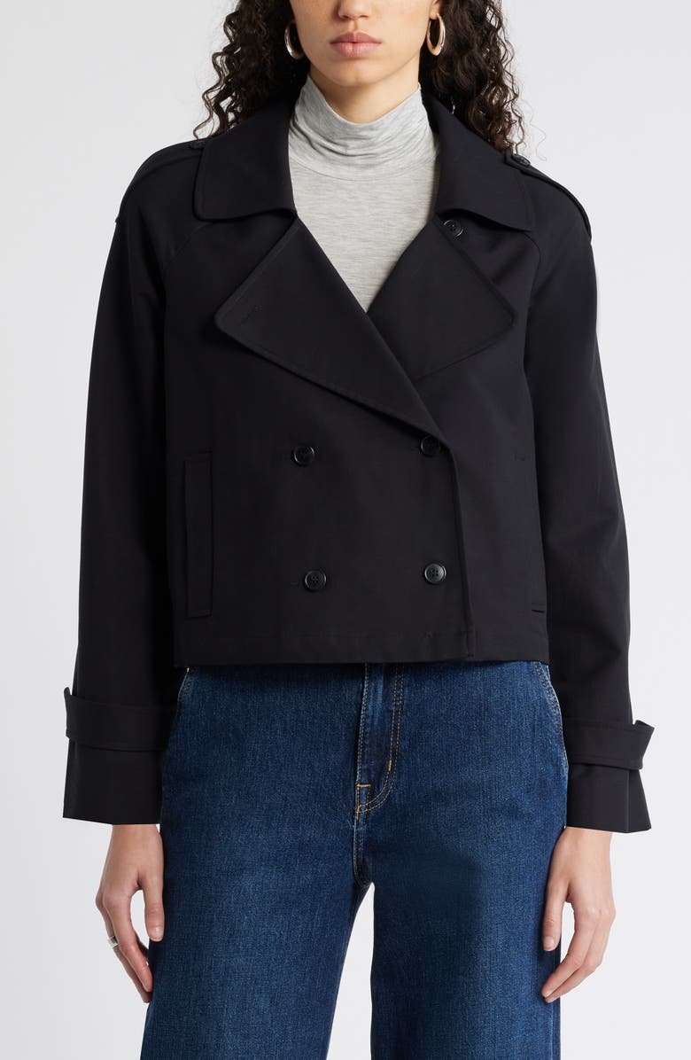 Nordstrom Crop Stretch Cotton Trench Coat, Main, color, 