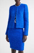 ST. JOHN Wool Blend Fringed Eyelash Yarn Jacket