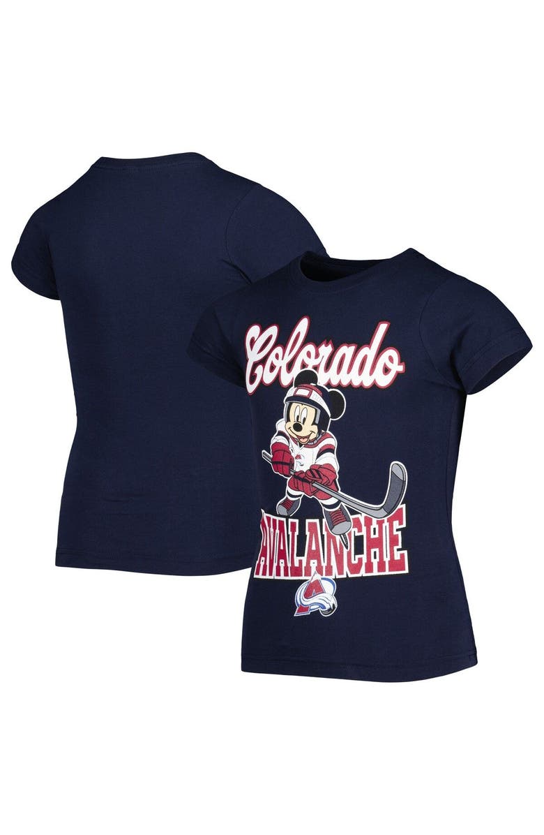 Outerstuff Girls Youth Navy Colorado Avalanche Mickey Mouse Go Team Go T-Shirt, Main, color, Navy