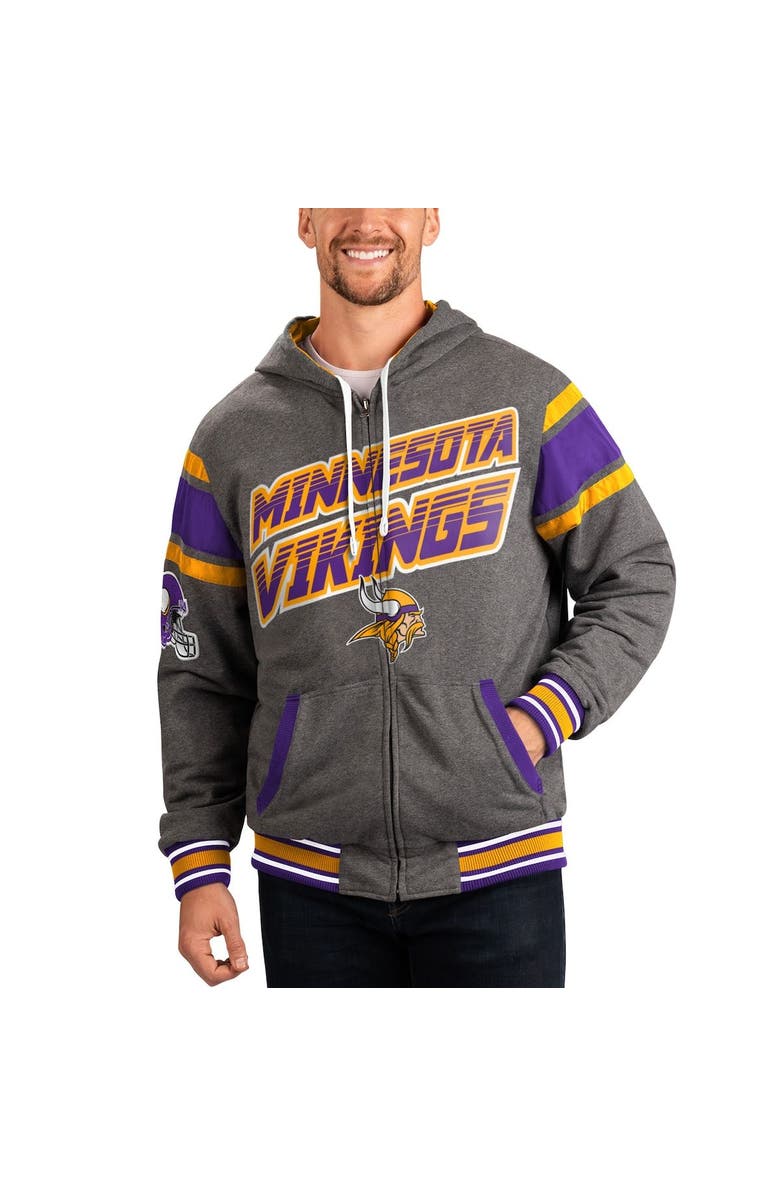 G-III SPORTS BY CARL BANKS Men's G-III Sports by Carl Banks Purple/Gray Minnesota Vikings Extreme Full Back Reversible Hoodie Full-Zip Jacket, Main, color, Purple