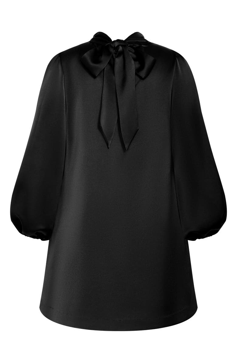 City Chic Azalea Long Sleeve Satin Shift Dress, Alternate, color, 