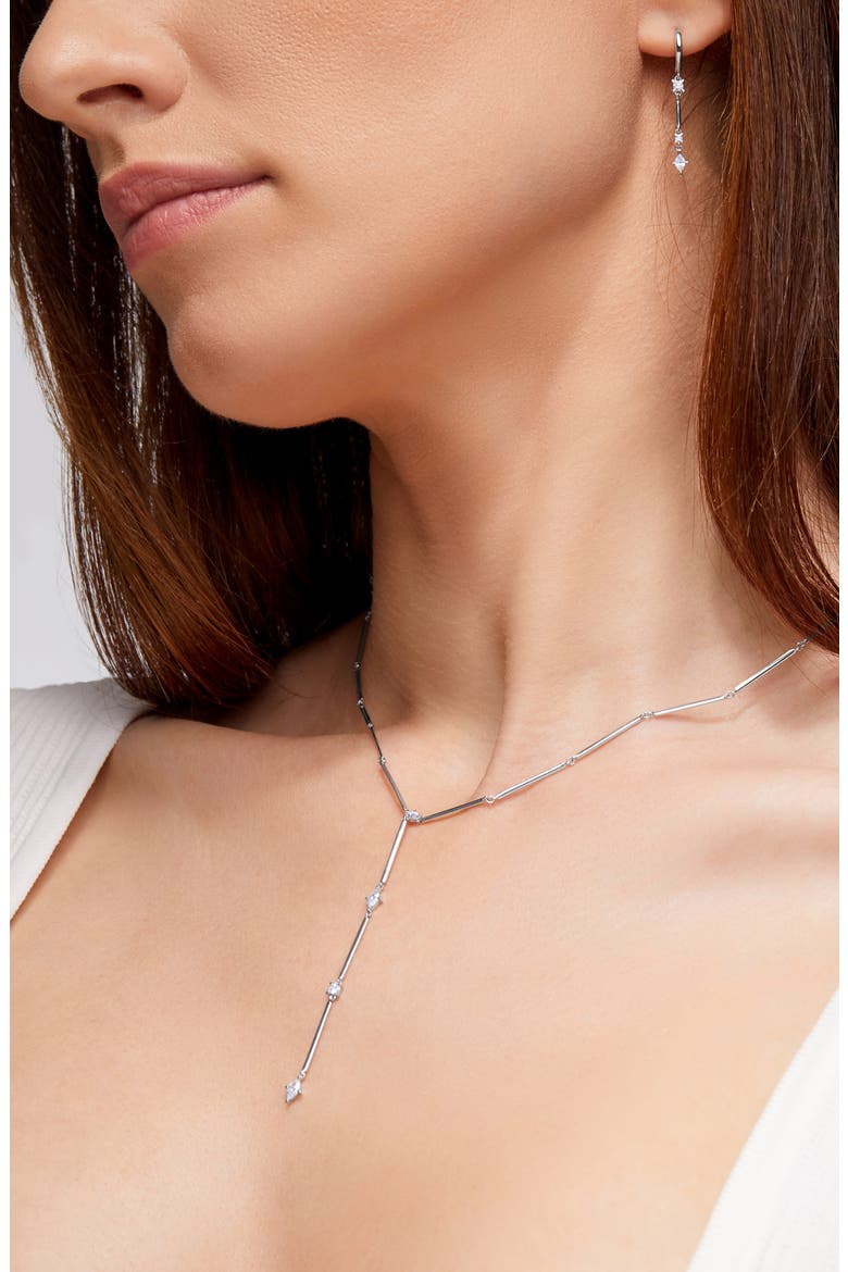Aviva Drop Diamond Pendant Y-Necklace (Nordstrom Exclusive), Alternate, color, 18K WHITE GOLD