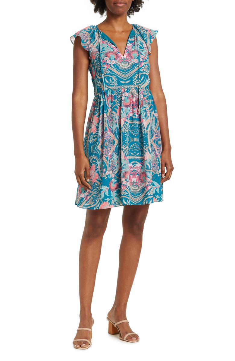 Vince Camuto Chiffon Flutter Sleeve Minidress, Main, color, 