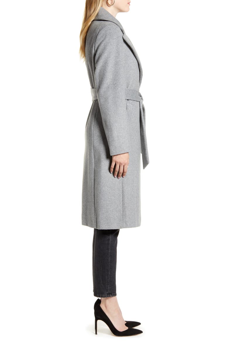 Wool Blend Wrap Coat, Alternate, color, HEATHER GREY