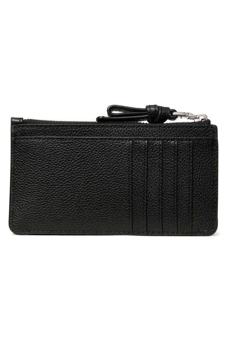 loop pebbled leather card case, Alternate, color, BLACK