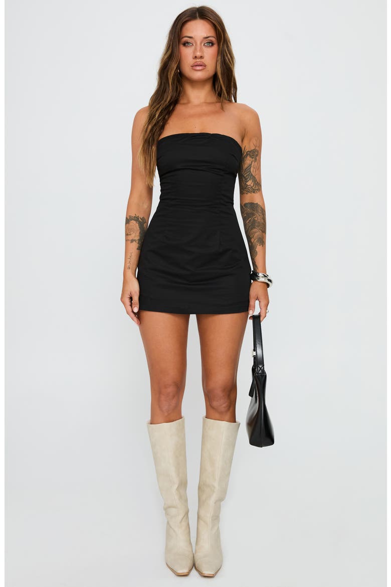 Yumiko Strapless Organic Cotton Romper, Alternate, color, BLACK