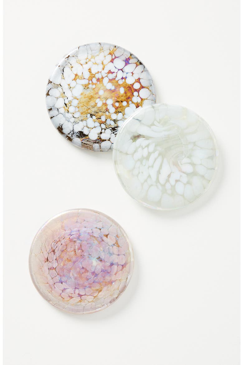 Anthropologie Petula Set of 4 Blown Glass Coasters, Main, color, AMETHYST