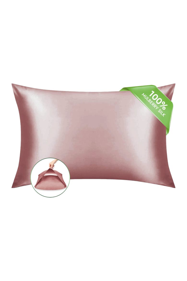 22Momme 100% Mulberry Silk Envelope Pillowcase, Main, color, PaleMauve