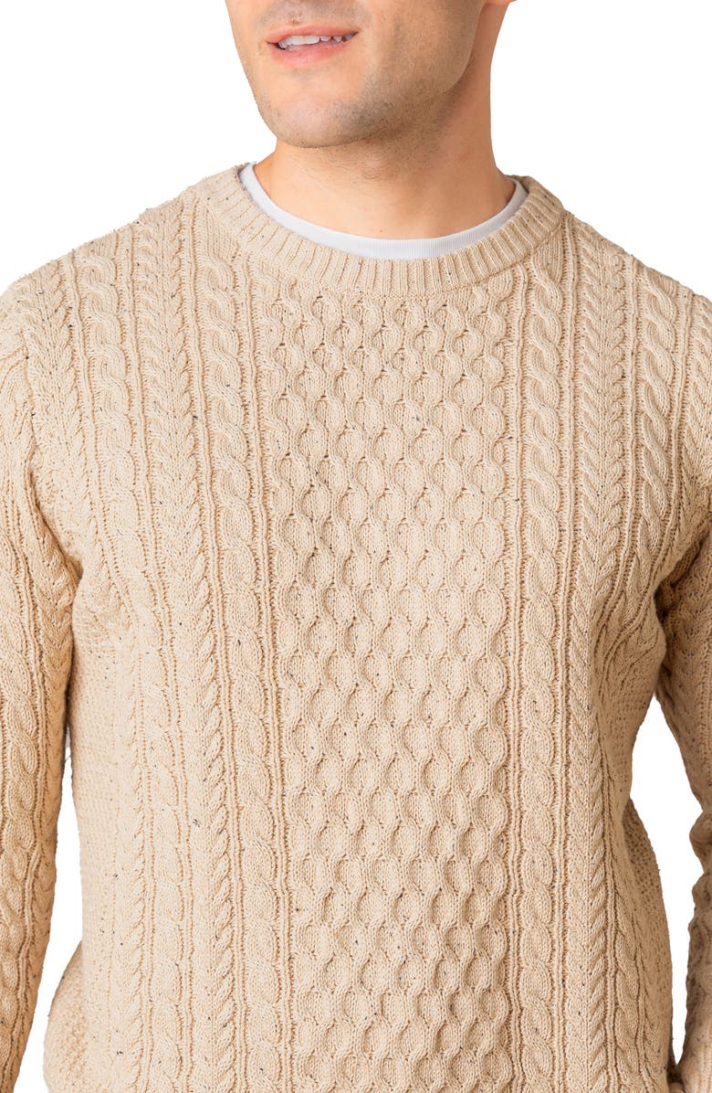Hope & Henry Organic Cotton Fisherman Sweater, Alternate, color, Natural Fleck