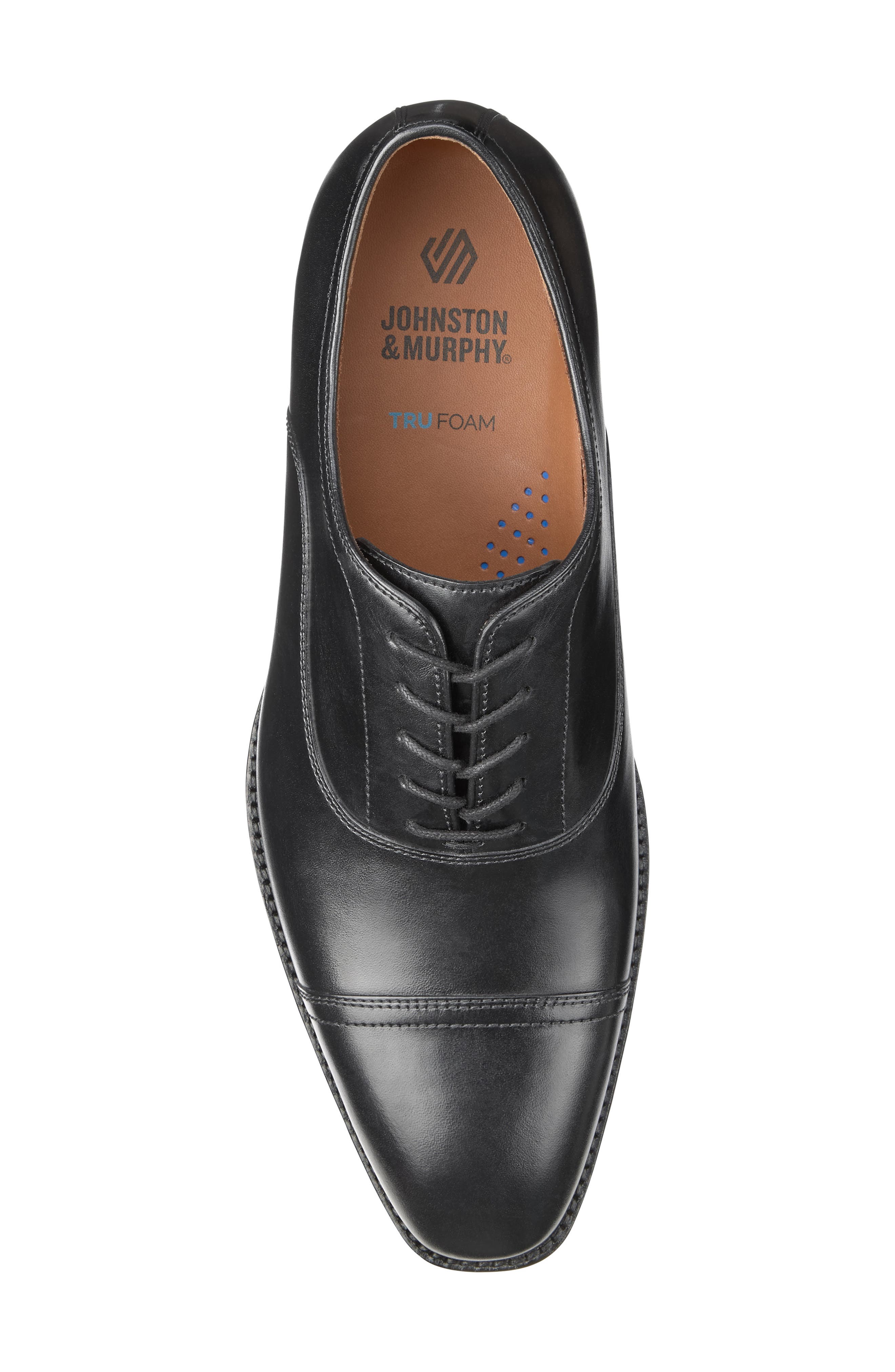 Johnston & Murphy Sullivan Cap Toe Oxford, Alternate, color, Black Italian Calfskin