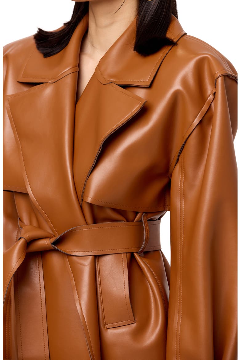 Faux Leather Crop Trench Coat, Alternate, color, CAMEL