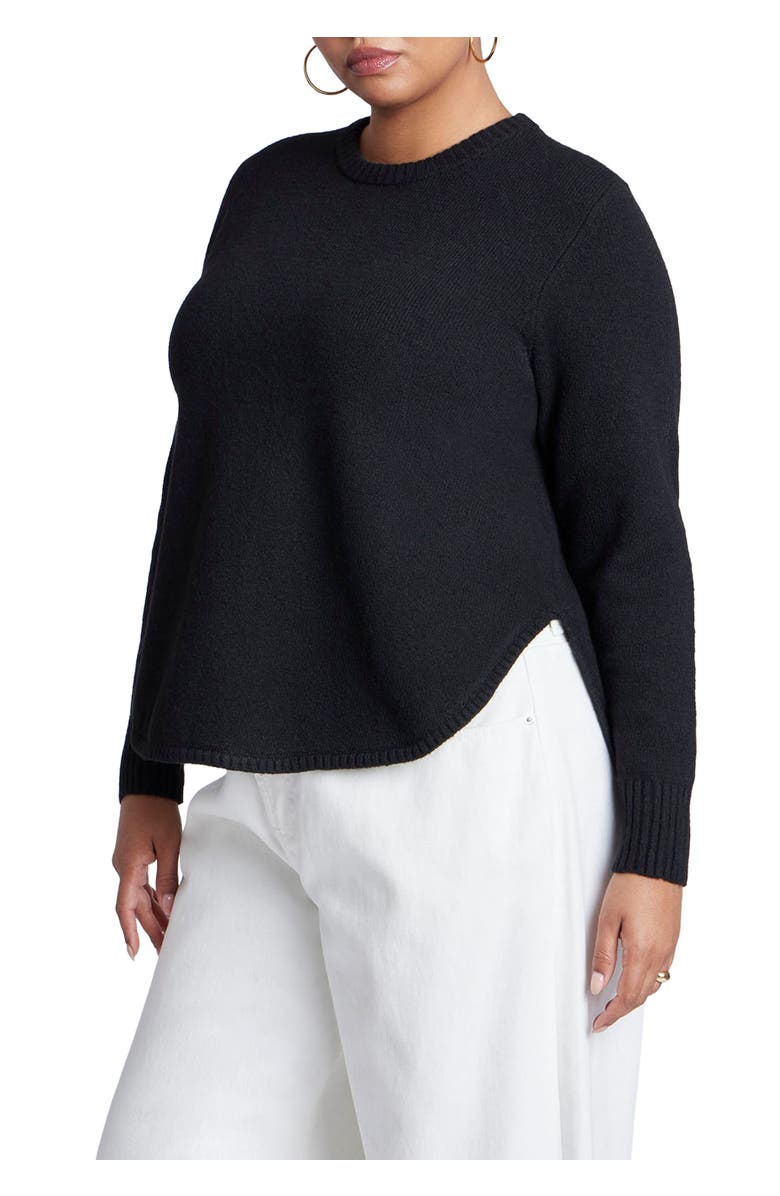 ELOQUII Scoop Hem Sweater, Main, color, Black
