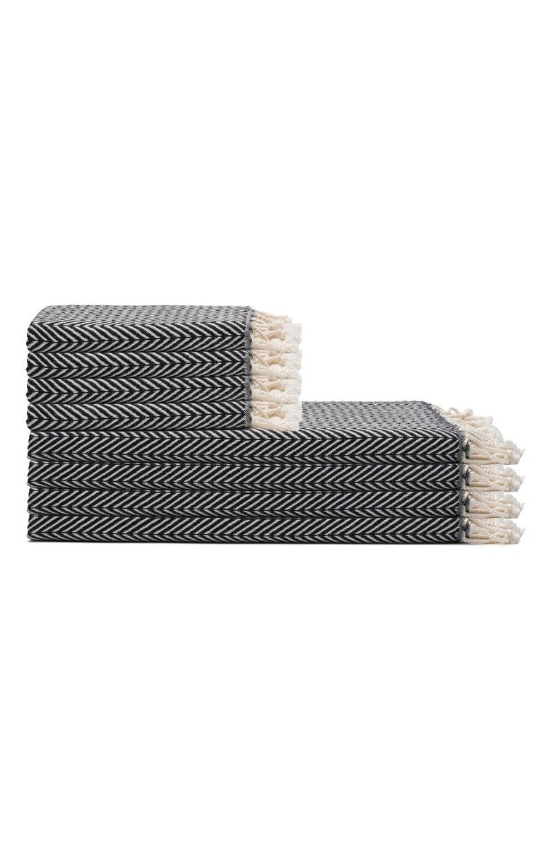 Oliviera Home Herringbone Turkish Cotton Towel Bundle, Main, color, Black