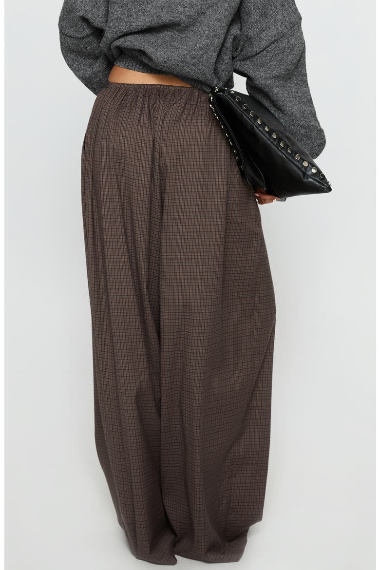 Bungala Drawstring Wide Leg Pants, Alternate, color, BROWN CHECK