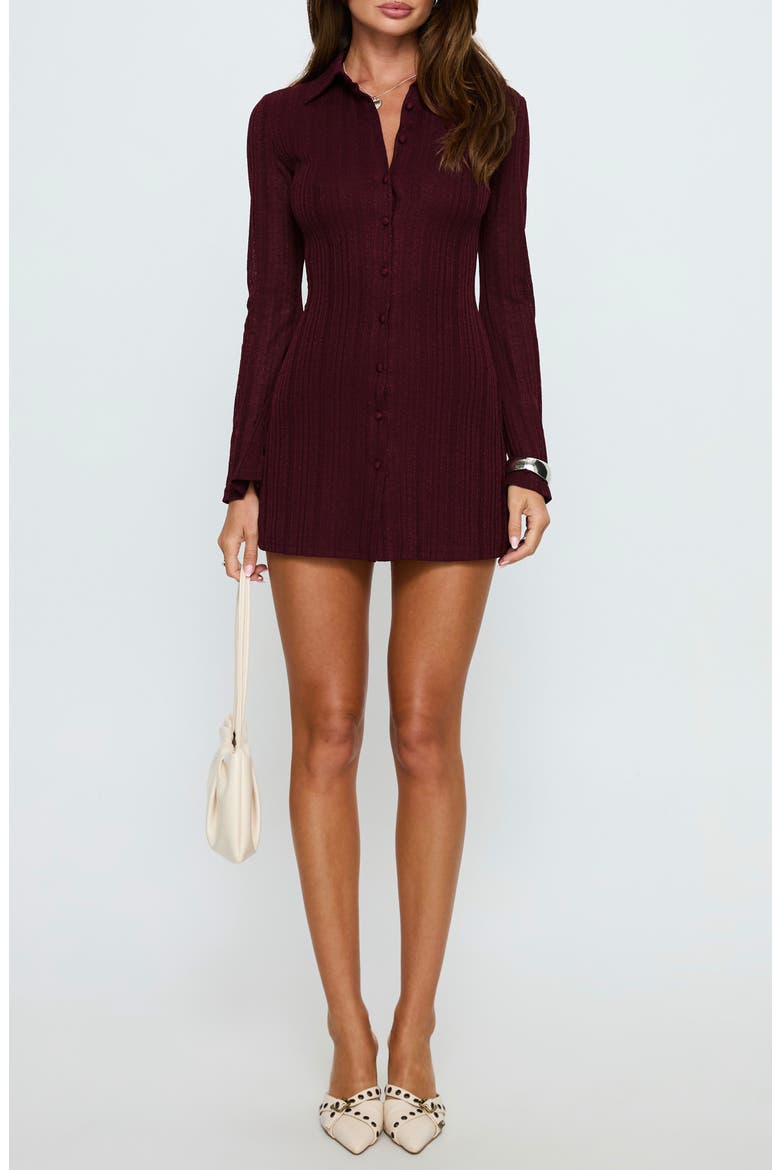 When You Sleep Long Sleeve Minidress, Main, color, WINE
